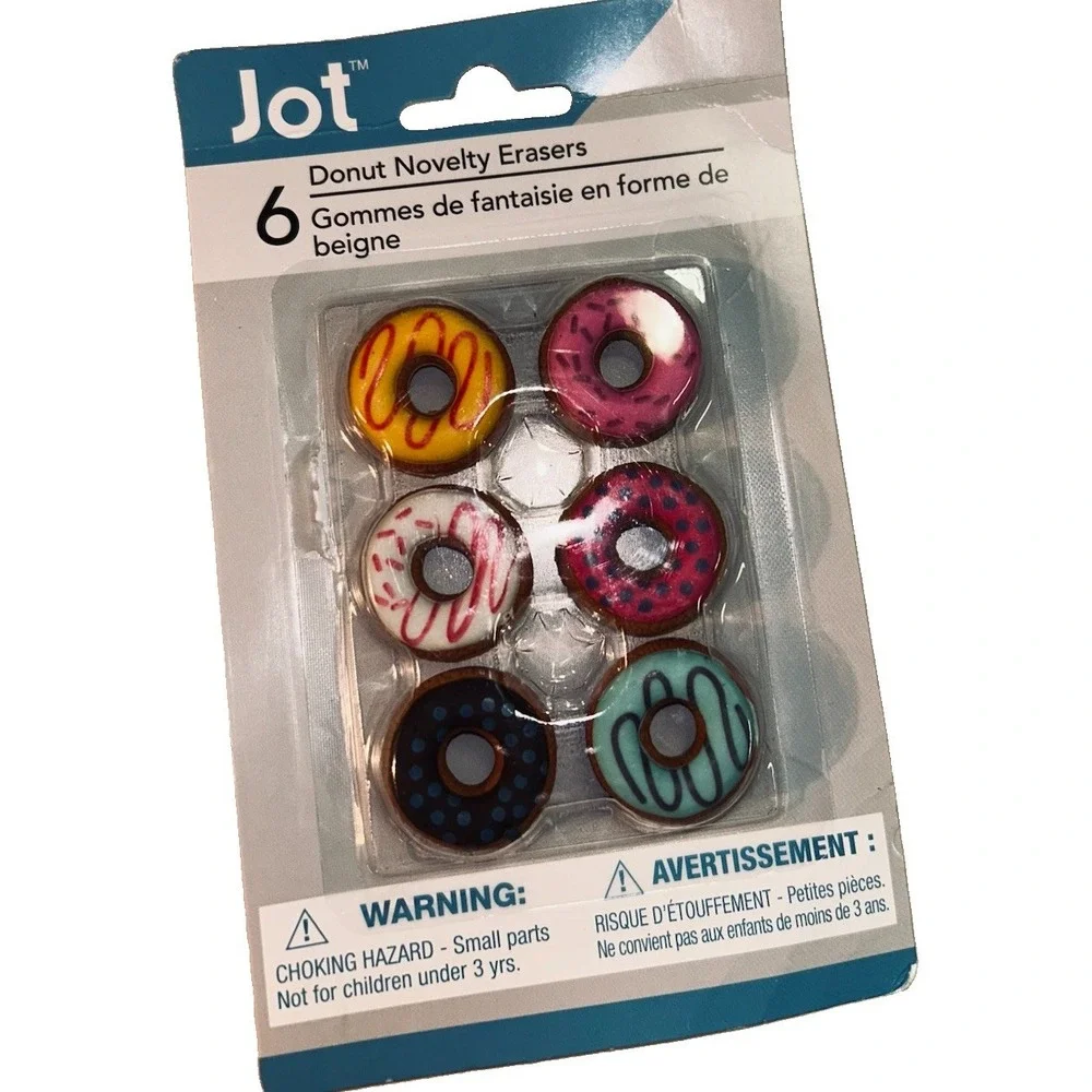 Lot of 3 Novelty Erasers Packs 3D Makeup Girly Donuts Gamer Stackable Pencil NWT